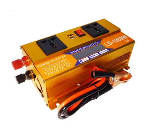 Преобразователь Инвертор 1000W 12V/24V + LCD, золотой