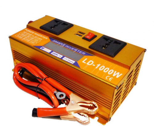 Преобразователь Инвертор 1000W 12V/24V + LCD, золотой