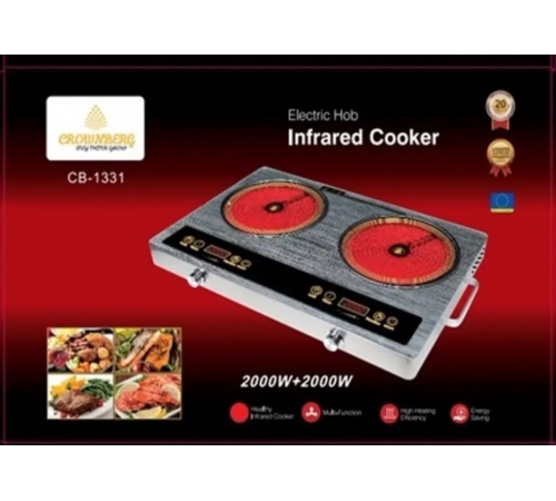 Инфракрасная электроплита Crownberg CB-1331 с двумя конфорками (3) за 4140 грн