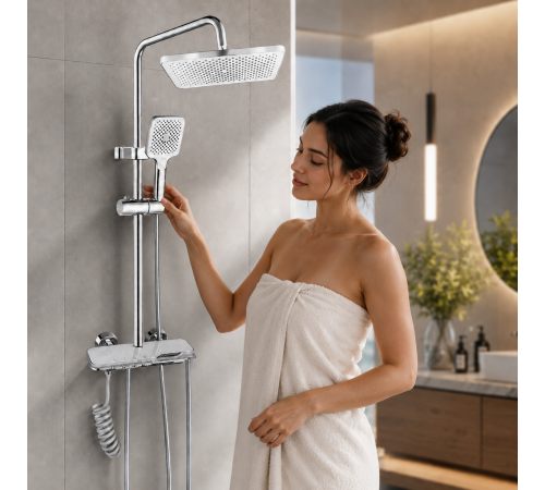 Душ/смеситель Faucet CRH-8916 многофункциональный металл / Душевая стойка в ванную / Комплект для душа