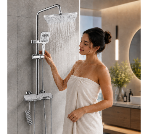 Душ/смеситель Faucet CRH-8916 многофункциональный металл / Душевая стойка в ванную / Комплект для душа