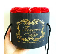 Подарочный набор роз Forever I love you букет в шляпной коробке, ручной работы, красный