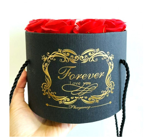 Подарунковий набір троянд Forever I love you букет в капелюшній коробці, ручної роботи, червоний