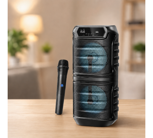 Колонка KTS-2060 / Bluetooth-акустична система з двома 6,5 дюймовими динаміками / Колонка з RGB-підсвічуванням