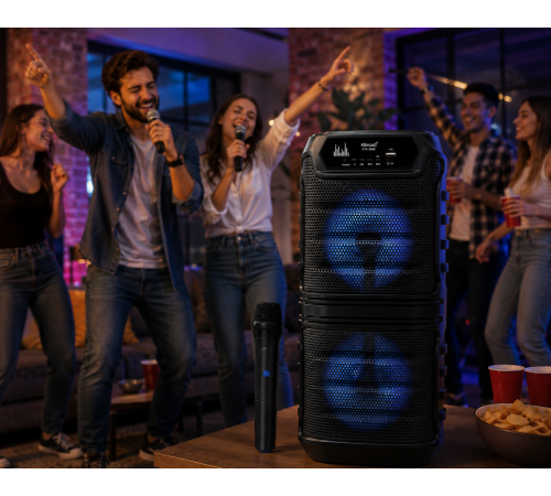 Колонка KTS-2060 / Bluetooth-акустична система з двома 6,5 дюймовими динаміками / Колонка з RGB-підсвічуванням