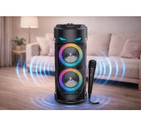 Портативна Bluetooth-колонка Sing-e ZQS4239 з LED-підсвічуванням / Бездротова колонка для вечірок з мікрофоном 30W