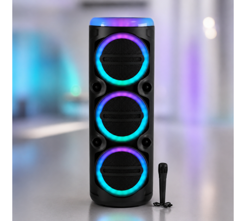 Колонка MS-2076BT-W Bluetooth / Акустична система з мікрофоном / Караоке колонка з LED-підсвічуванням