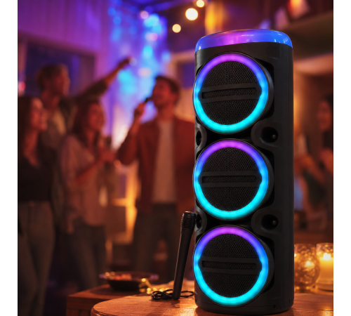 Колонка MS-2076BT-W Bluetooth / Акустична система з мікрофоном / Караоке колонка з LED-підсвічуванням