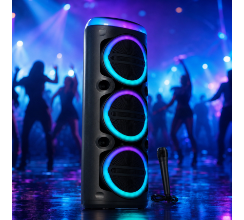 Колонка MS-2076BT-W Bluetooth / Акустична система з мікрофоном / Караоке колонка з LED-підсвічуванням