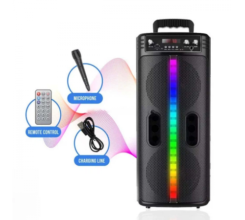 Портативная беспроводная Bluetooth колонка-караоке TTD-2806 RGB-подсветка, микрофон, пульт ДУ