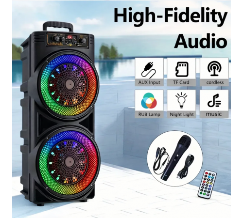 Колонка Bluetooth Wireless Speaker TTD-2807 / Портативная караоке-колонка с RGB-подсветкой