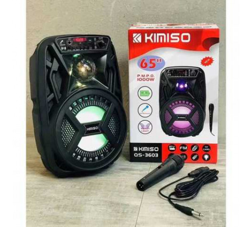 Аккумуляторная беспроводная Bluetooth колонка Kimiso QS-3603 (6.5") с микрофоном и подсветкой