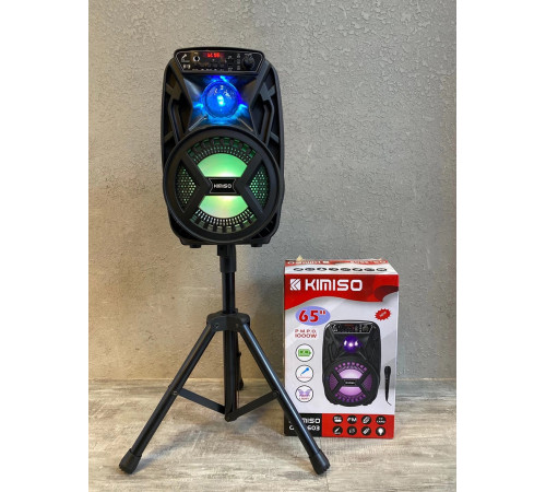 Аккумуляторная беспроводная Bluetooth колонка Kimiso QS-3603 (6.5") с микрофоном и подсветкой