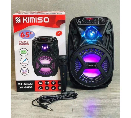 Аккумуляторная беспроводная Bluetooth колонка Kimiso QS-3603 (6.5") с микрофоном и подсветкой
