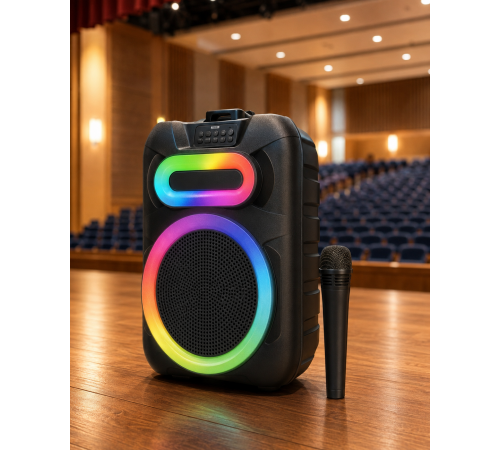 Колонка MS-2082BT-W Bluetooth / Акустична система з RGB підсвічуванням / Колонка + бездротовий мікрофон