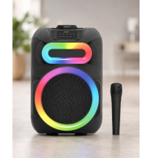 Колонка MS-2082BT-W Bluetooth / Акустична система з RGB підсвічуванням / Колонка + бездротовий мікрофон