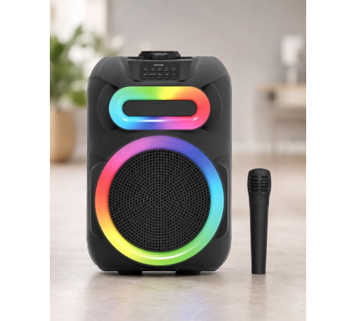 Колонка MS-2082BT-W Bluetooth / Акустична система з RGB підсвічуванням / Колонка + бездротовий мікрофон