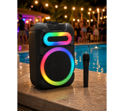 Колонка MS-2082BT-W Bluetooth / Акустична система з RGB підсвічуванням / Колонка + бездротовий мікрофон