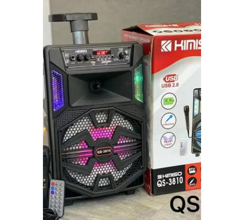 Портативная колонка с микрофоном Kimiso QS-3810 Bluetooth для караоке пультом