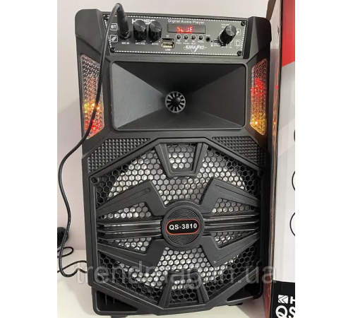 Портативная колонка с микрофоном Kimiso QS-3810 Bluetooth для караоке пультом