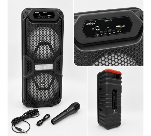 Колонка Bluetooth GTS-1701 55 см / Акустична система з мікрофоном / Караоке колонка з LED-підсвічуванням
