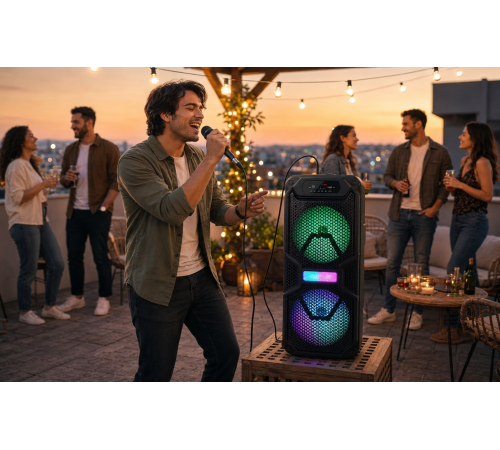 Колонка Bluetooth GTS-1701 55 см / Акустична система з мікрофоном / Караоке колонка з LED-підсвічуванням