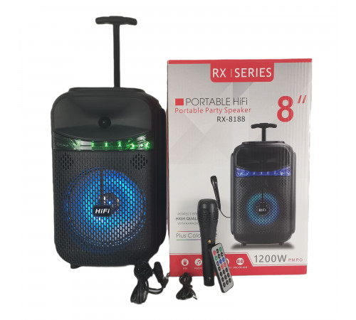 Музыкальная колонка-радио колонка с подсвидетельством BLUETOOTH RX-8188 1200 ВТ с микрофоном