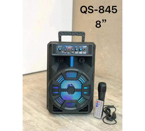 Портативная колонка Kimiso QS-845 с микрофоном и светомузыкой (USB/BT/FM)