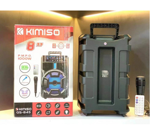 Портативная колонка Kimiso QS-845 с микрофоном и светомузыкой (USB/BT/FM)