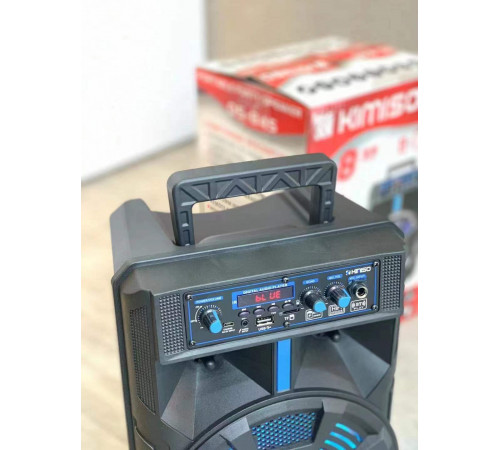 Портативная колонка Kimiso QS-845 с микрофоном и светомузыкой (USB/BT/FM)