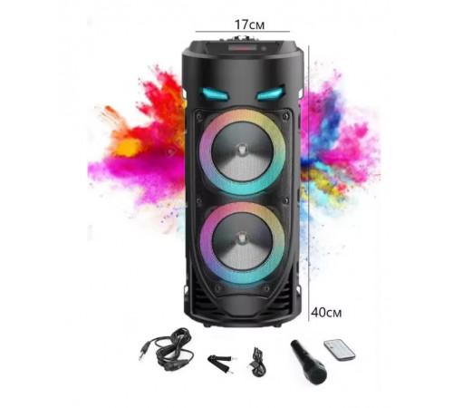 Портативна Bluetooth-колонка Sing-e ZQS4239 з LED-підсвічуванням / Бездротова колонка для вечірок з мікрофоном 30W