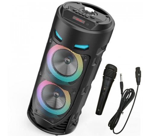 Портативна Bluetooth-колонка Sing-e ZQS4239 з LED-підсвічуванням / Бездротова колонка для вечірок з мікрофоном 30W