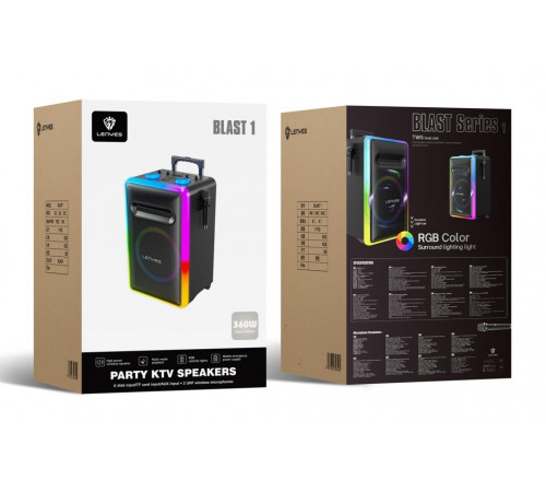 Колонка Bluetooth LENYES BLAST 1 (BT 5.3) 360W RGB TWS 5400mAh (450x740x366мм) за 21240 грн
