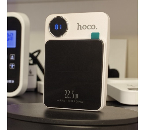 Павербанк Hoco Magsafe Powerbank 10000 мА·ч магнитный беспроводное зарядное устройство c дисплеем маленький карманный белый