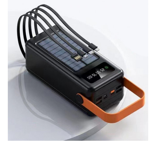 Павербанк із ліхтарем і проводами Портативний зарядний пристрій ACL PW-53 Fast PowerBank 80000 мА·год