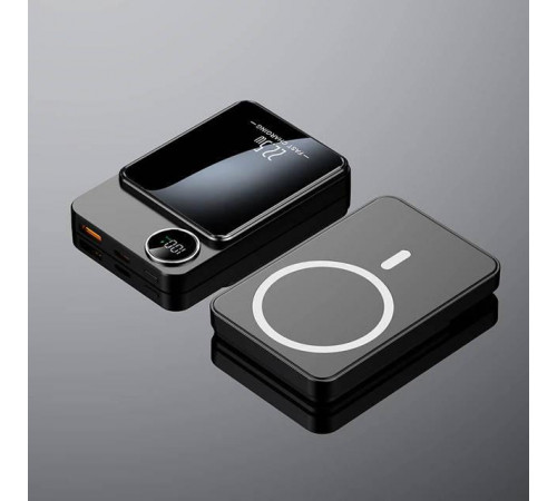 Павербанк Hoco Magsafe Powerbank 10000 мА·ч магнитный беспроводное c дисплеем маленький карманный черный