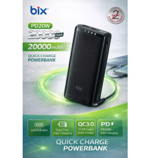Power Bank BIX BXPB204 PD 20W, USB 22.5W, Fast 3A ,Type-C, 20000Ah (20)