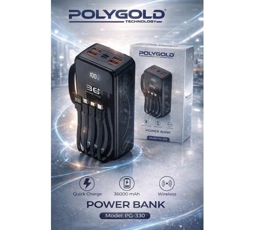 Портативная мобильная батарея Powerbank POLYGOLD PG-330/ PW 328 36000mAh (30) за 2160 грн