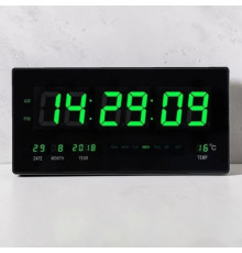 Настінний електронний годинник 4622-G Чорний Зелені цифри 23 см на 45 см