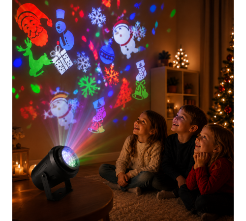 Детский LED проектор Projection Lamp с 16 рисунками / Мультиколорный проектор с 3D / LED прожектор детский