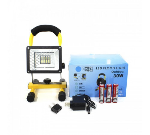 Прожектор фонарь светодиодный на аккумуляторах Flood Light Outdoor LED W804 30W
