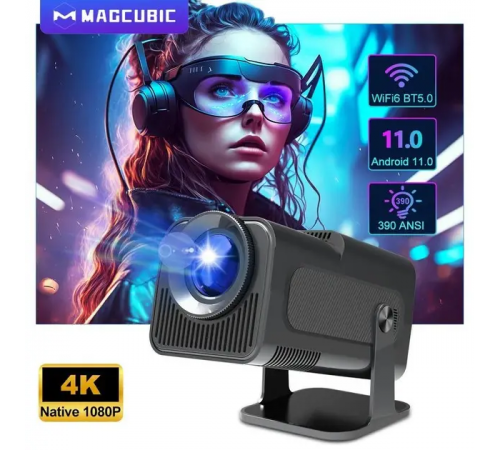 Проектор SmartTV домашній кінотеатр UltraHD HY320 4K Android 11 WI-FI6 Bluetooth HDMI 150" FullHD 300ANSI чорний за 2915 грн