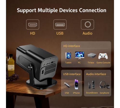 Професійний смарт-проектор 36000 ігор / Домашній кінотеатр HCS350 pro AND HA-196 / Смарт-проектор + Wi-Fi 5G, Bluetooth, HDMI, Android 12+ 2 геймпади