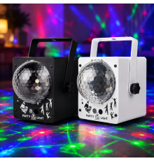 RGB проектор с музыкальной установкой, диско шаром и светомузыкой / Диско-проектор лазерный белый и черный / LED+Laser Bluetooth RGB 360° с пультом