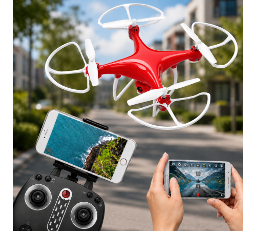 Квадрокоптер з камерою та пультом керування / Дрон зі стабілізацією Drone X8 Червоний