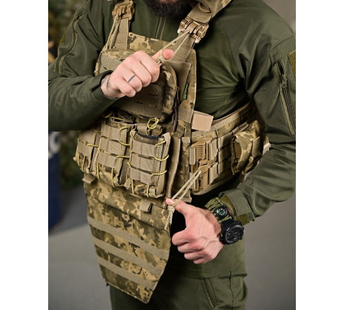 Плитоноска 4 швидких скидання з наплічником Cordura піксель ПП4632 за 3410 грн