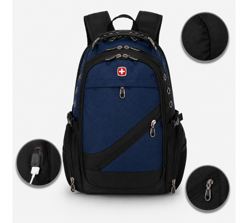 Рюкзак, швейцарский рюкзак, SwissGear 8810, туристический рюкзак, рюкзак для ноутбука Синий