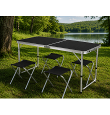 Черный Раскладной стол для пикника в чемодане Folding Table "120* 60* 70 см" + 4 стула
