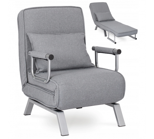 Раскладное кресло,раскладушка MEBEL ELITE BART,серый (KR -80) (Серое) (кресло-80/80/68; кровать-190/80)