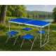 Синий Раскладной стол для пикника в чемодане Folding Table "120* 60* 70 см" + 4 стула